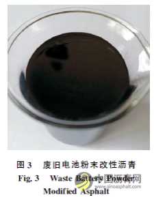 废旧电池粉末改性沥青的微观特性及其性能 沥青网，sinoasphalt.com